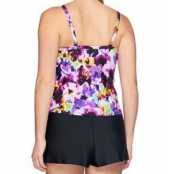 St. Tropez Mesh 3-Tiered Tankini Top and Shorts - Picture 2 of 2